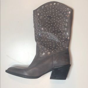 Gray Jeweled Cowboy Boots